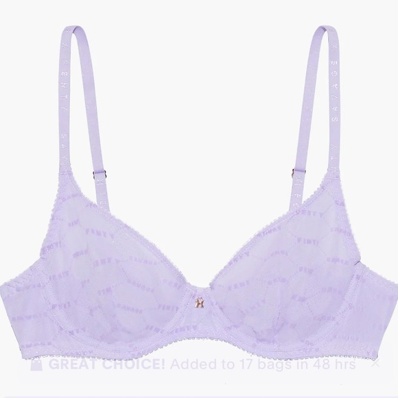 SAVAGE X FENTY Flocked logo unlined bra in Purple lavender - Picture 2 of 4